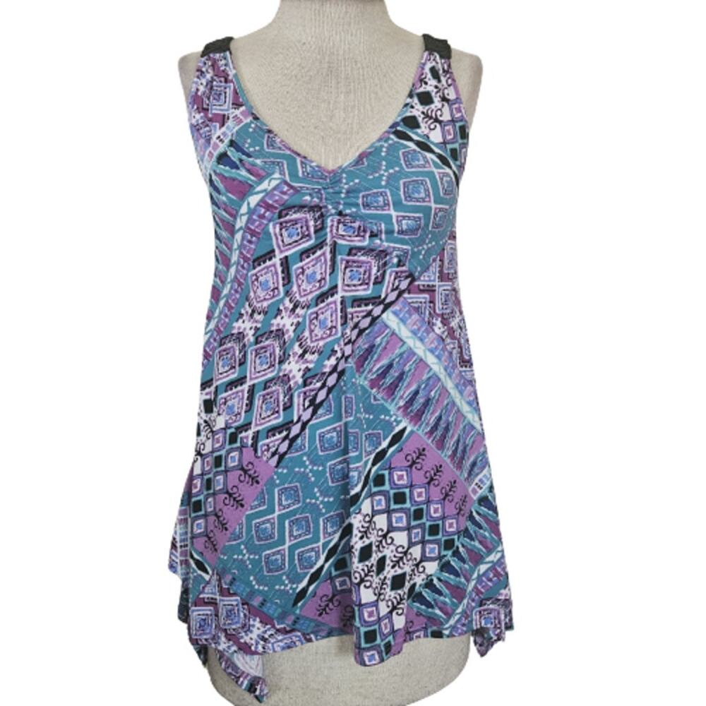 Blue and Purple Geometric Pattern Tank Top Size XS